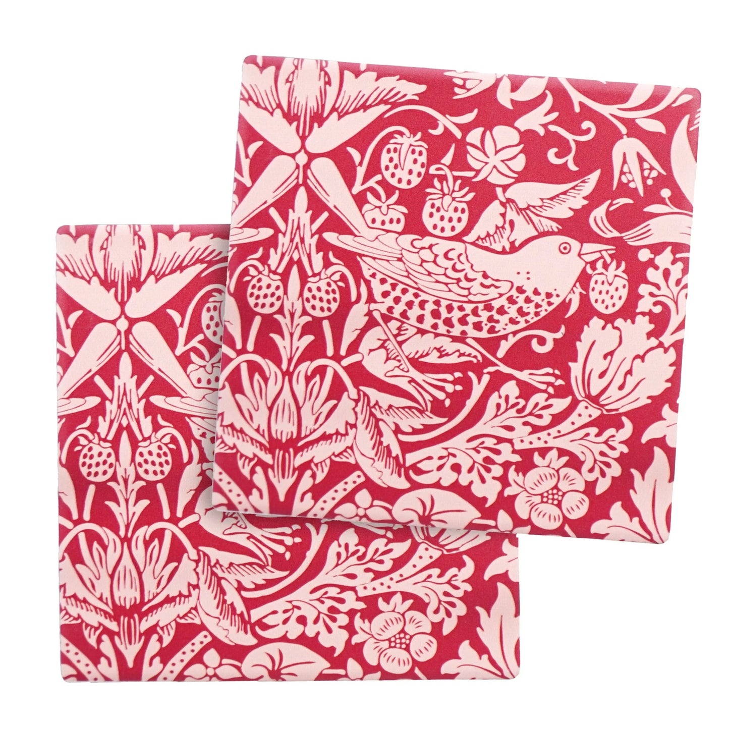 Coasters Set of 2 Ceramic Boxed - ACS William Morris Raspberry