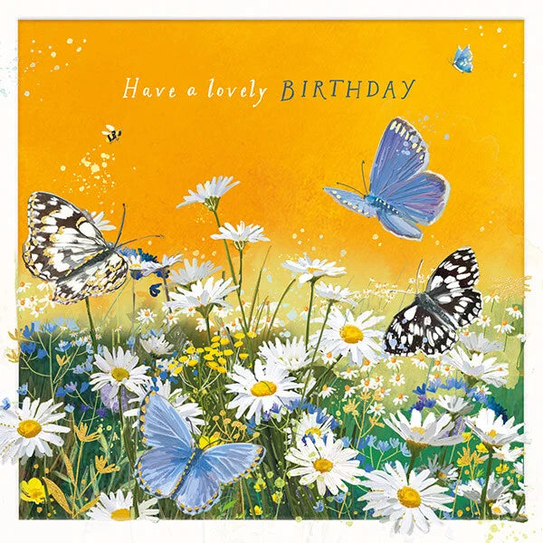 Flowers and Butterflies Birthday Greeting Card