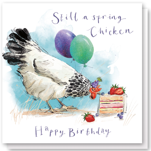 Spring Chicken Happy Birthday Greeting Card