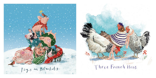 Wooly Blankets / Three French Hens Charity Christmas Cards 10 Pack Twin Pack