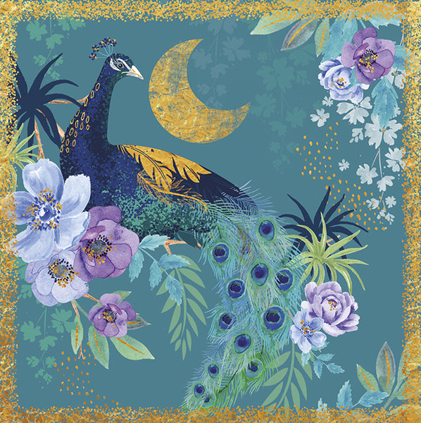 Blue Peacock -  greetings card