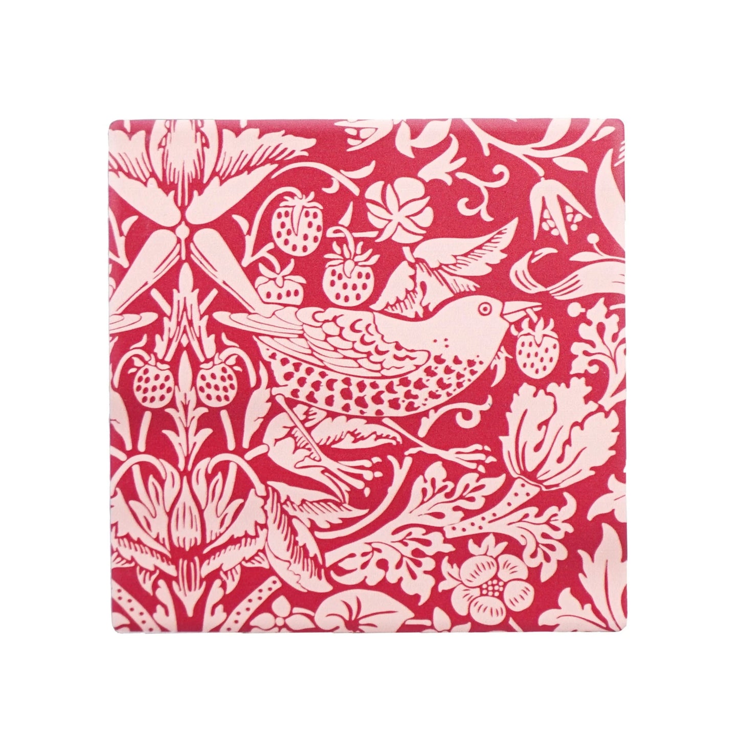 Coasters Set of 2 Ceramic Boxed - ACS William Morris Raspberry