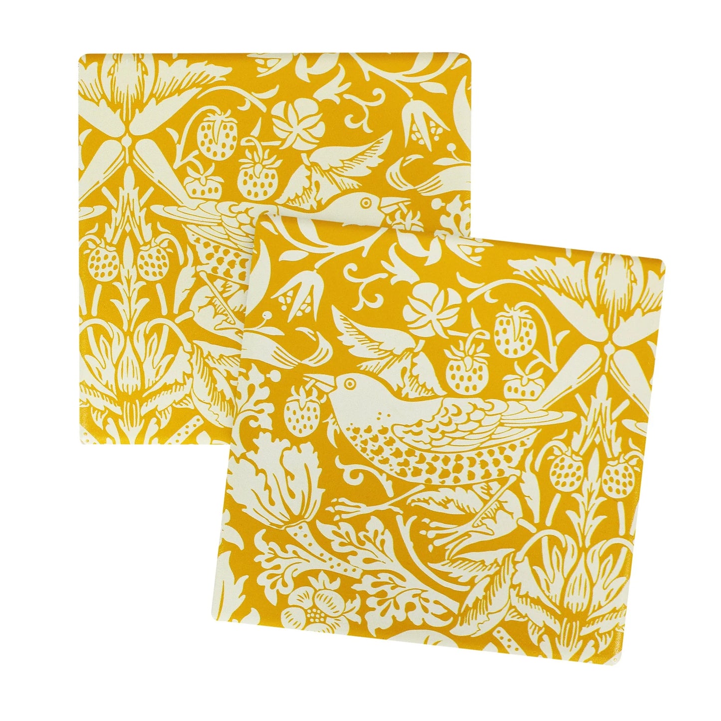 Coasters Set of 2 Ceramic Boxed - ACS William Morris Yellow
