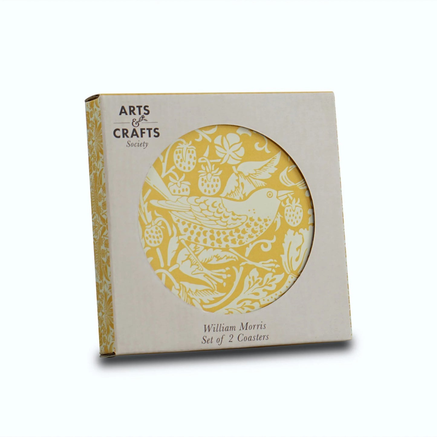 Coasters Set of 2 Ceramic Boxed - ACS William Morris Yellow
