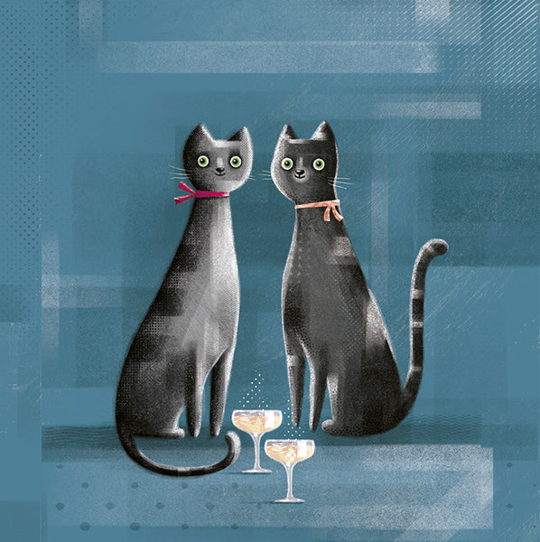 Cats Celebrating -  greetings card