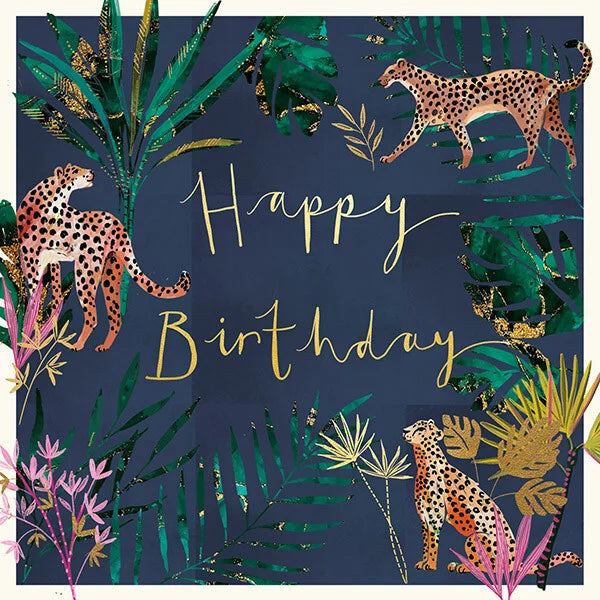 Birthday Leopards Foil Jungle Greeting Card
