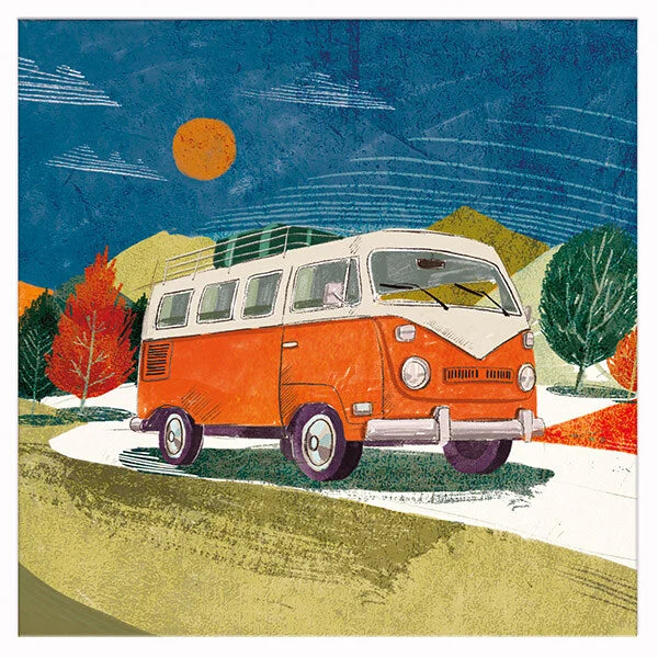Orange Camper Van VW Classic Greeting Card
