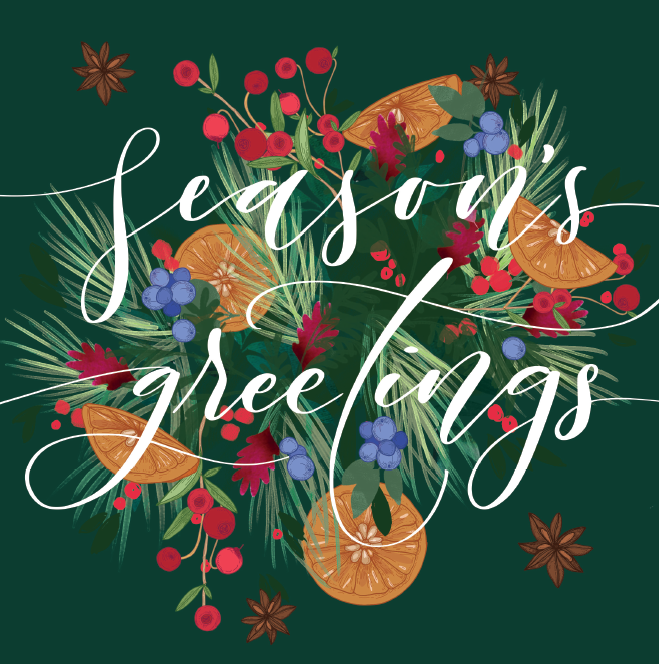 Seasons Greetings Vintage Garland Charity Christmas Cards 10 Pack