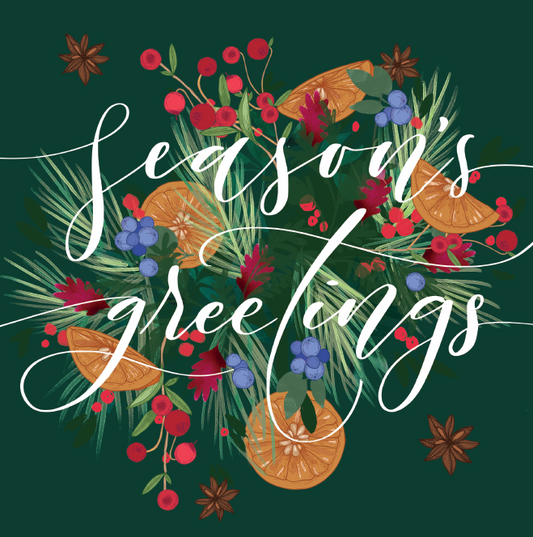 Seasons Greetings Vintage Garland Charity Christmas Cards 10 Pack
