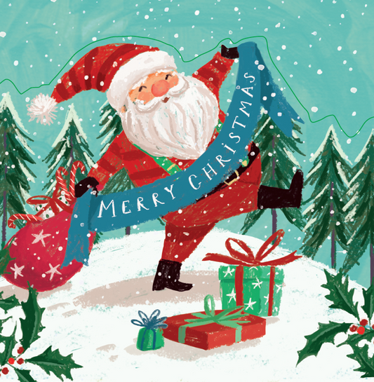 Santa's Banner Charity Christmas Cards 10 Pack