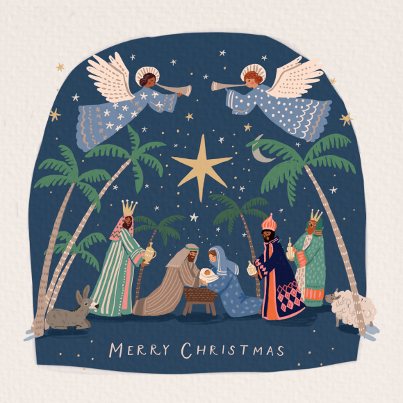 Wondrous Night / Angels At The Manger Charity Christmas Cards 10 Pack Twin Pack