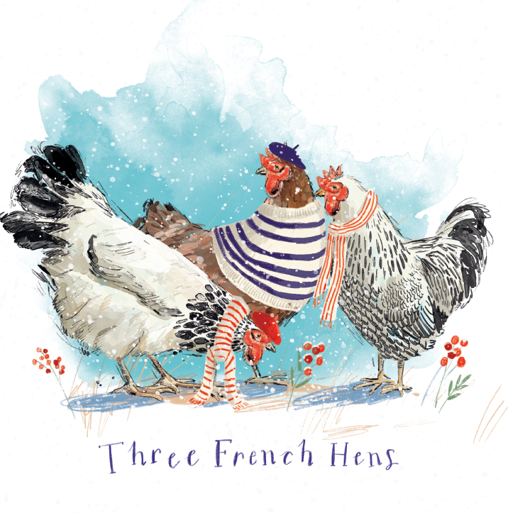 Wooly Blankets / Three French Hens Charity Christmas Cards 10 Pack Twin Pack