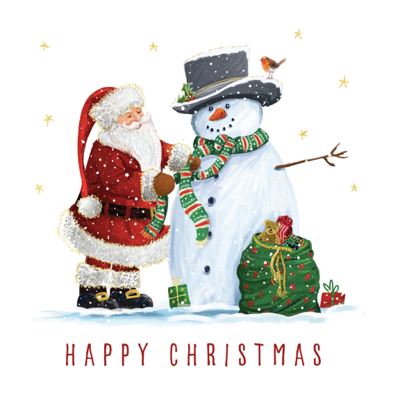 Santa's Bike / Snowman Friend Charity Christmas Cards 10 Pack Twin Pack