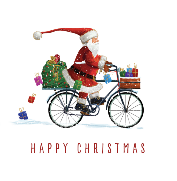 Santa's Bike / Snowman Friend Charity Christmas Cards 10 Pack Twin Pack