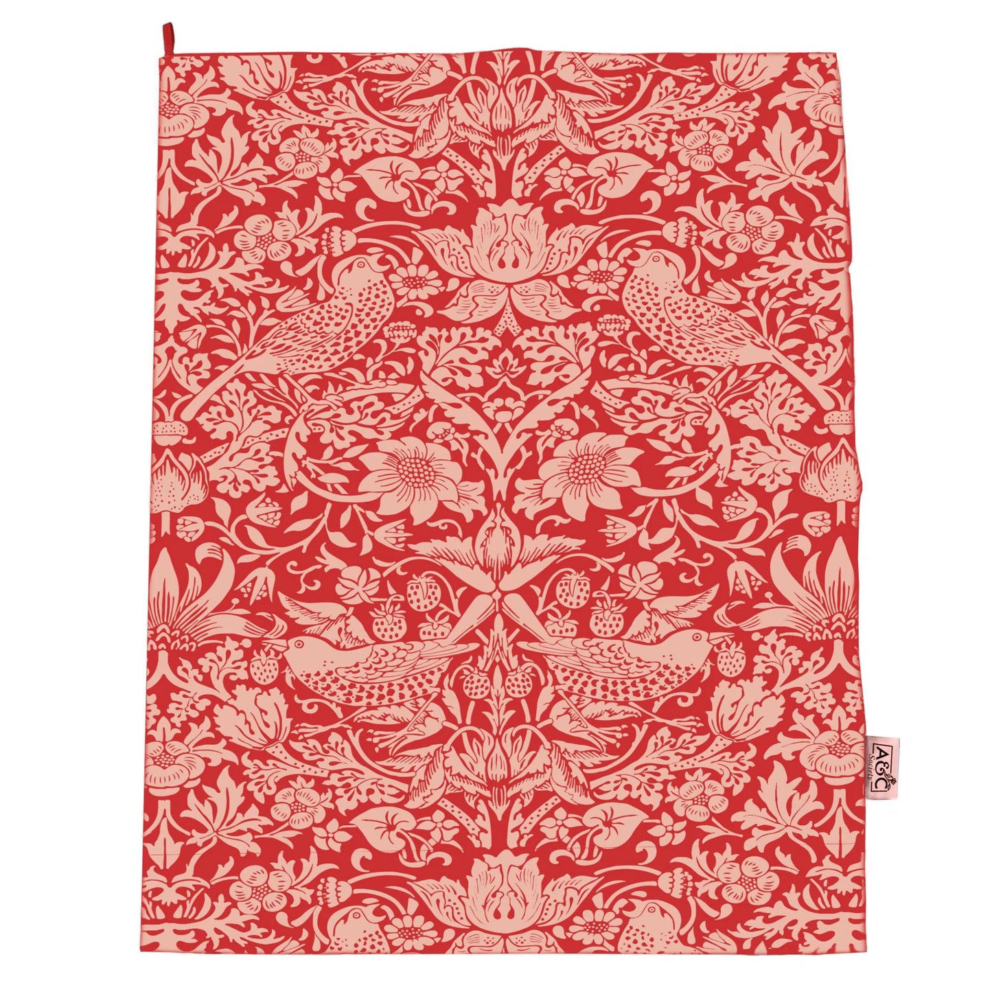 Tea Towel Recycled Cotton - ACS William Morris Raspberry