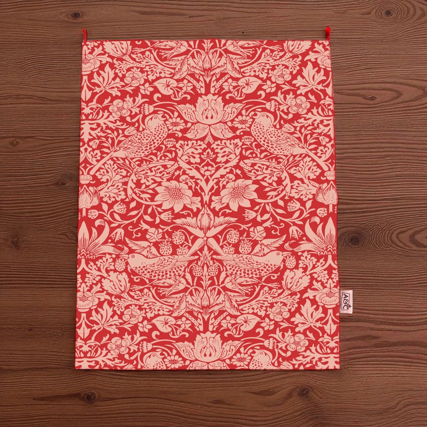 Tea Towel Recycled Cotton - ACS William Morris Raspberry
