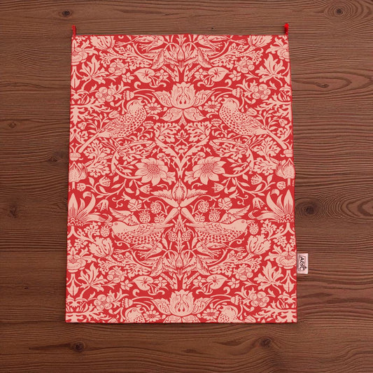Tea Towel Recycled Cotton - ACS William Morris Raspberry
