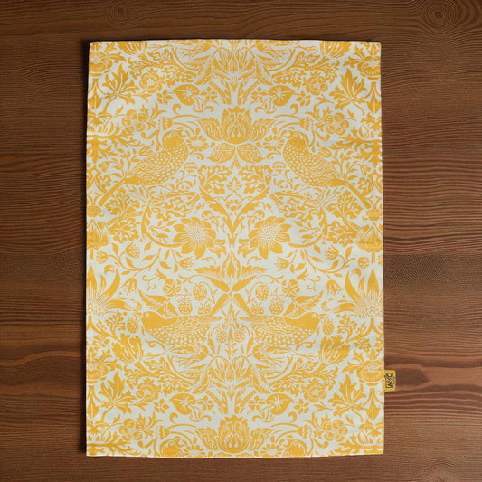 Tea Towel Recycled Cotton - ACS William Morris Yellow