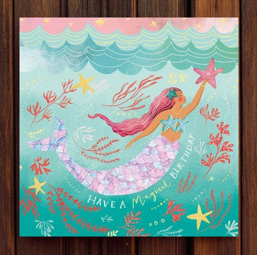 Magical Birthday Mermaid Shimmer Greeting Card
