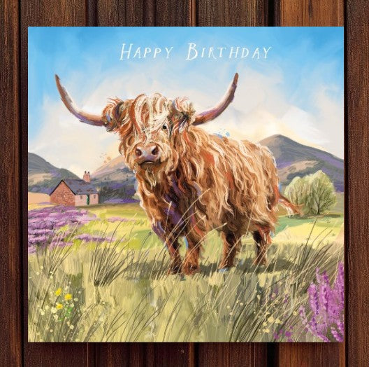 Hamish The Highland Coo Birthday Greeting Card
