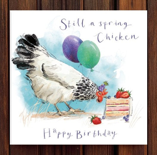 Spring Chicken Happy Birthday Greeting Card