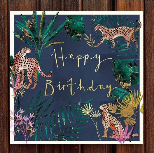 Birthday Leopards Foil Jungle Greeting Card