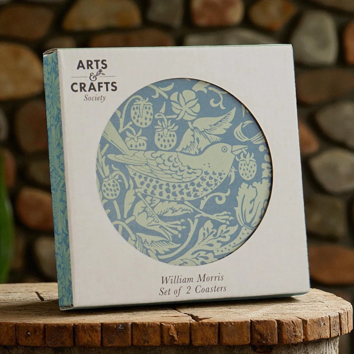 Coasters Set of 2 Ceramic Boxed - ACS William Morris Sage