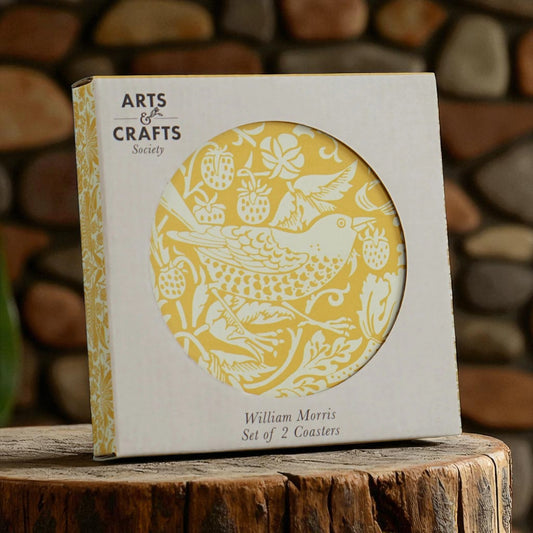 Coasters Set of 2 Ceramic Boxed - ACS William Morris Yellow
